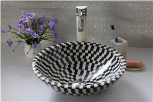 Nero Marquina Vessel Sink Black Marble Rectangle Sink for Bathroom