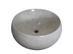 Solid Surface Beige Marble Basin Marble Bianco Perlino Round Basin for Wash Basin