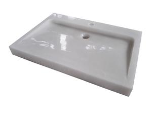 White Jade Marble Rectangle Sink White Marble Farm Sink for Vessel Sink