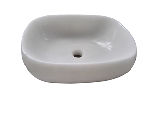 White Marble Rectangle Sink White Jade Marble Solid Surface Sink for Bathroom