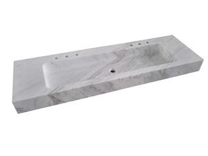 White Marble Vessel Sink Volakas Marble Rectangle Sink for Bathroom