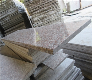 China Cheap Price Peach Red Granite G687 Bullnose Stairs, Chinese Polished Blossom Red Stone Treads Steps, Chinese Cherry Brown Staircase