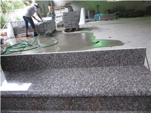 China Pink G664 Granite Stair,Steep Riser,Polished Round,Bullnose Edge Home Decorative Stone with Low Price Nice Quality
