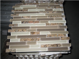 Grey and Brown Glass Stone Mosaic, Linear Strips Mosaic