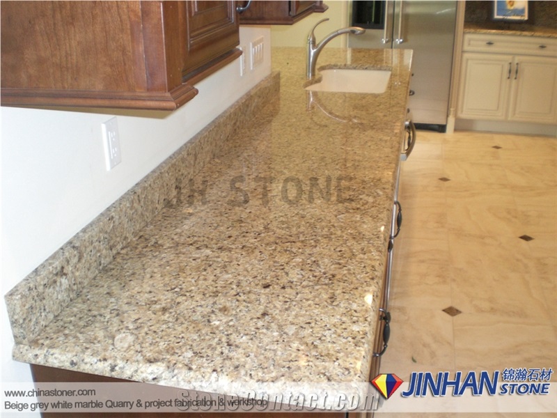 Brazilian Brasil Gold Granite Custom Countertops, Ouro Brazil Golden Granite Stone Kitchen Countertops