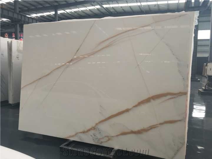 Golden Line White Onyx, White Base Color with Golden Veins, Slabs or Tiles, for Background Wall Decoration, Etc. Premium Quality, Nice Price