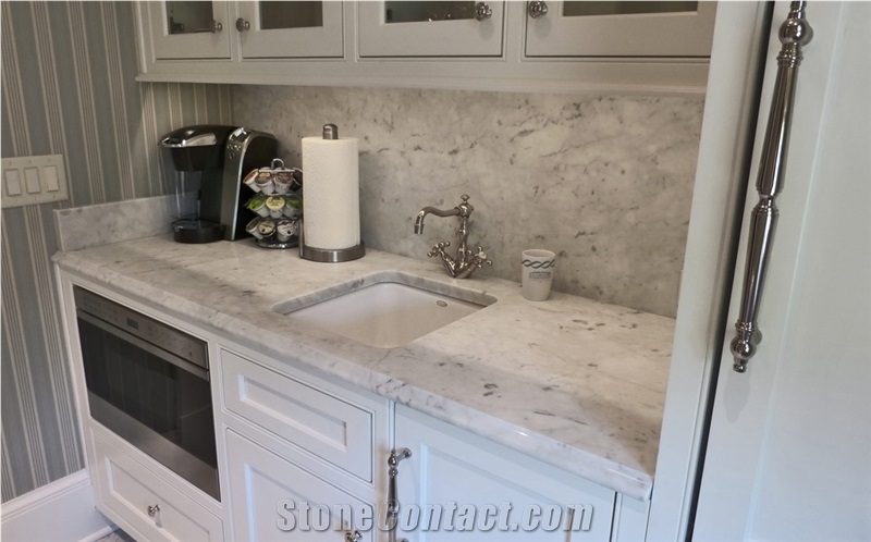 White Cararra Honed Marble Ogee Edge Countertop From United
