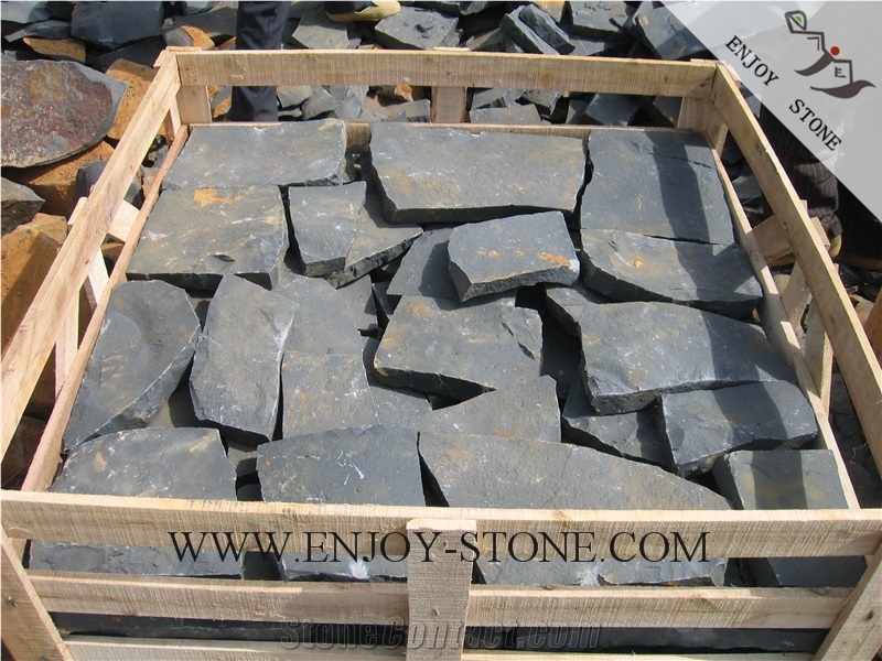 All Sides Natural Split Crazy Paver Zhangpu Black, Black Basalt,Zp Black ,All Sides Natural Split Strip/Tiles/Cut to Size/Slabs/Flooring/Walling/Pavers