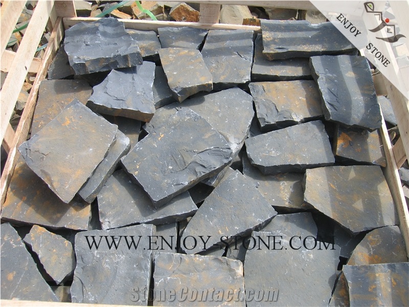 All Sides Natural Split Crazy Paver Zhangpu Black, Black Basalt,Zp Black ,All Sides Natural Split Strip/Tiles/Cut to Size/Slabs/Flooring/Walling/Pavers