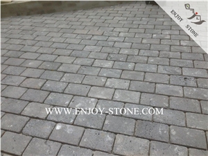 China Grey Bluestone Cobble Stone, Sawn Cut/Machine Cut and Tumbled Cube Stone, Fujian Basalto with Cat Paws/Honeycombs,Fujian Andesite Walkway/Driveway Pavers
