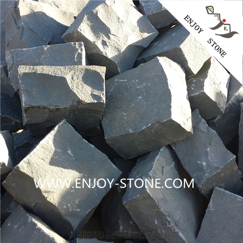 China Zhangpu Grey Basalt Split Cobblestone,Basaltina Cubestone,Bluestone Paver,Paving Stone