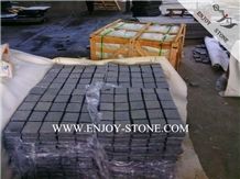 Chinese G654 Dark Grey Granite,Sesame Grey Granite Meshed Pavers,Flamed Top,Sides Natural Split Cobble Stone with Meshed Back for Exterior Pattern,Courtyard Road Pavers,Garden Stepping Pavements