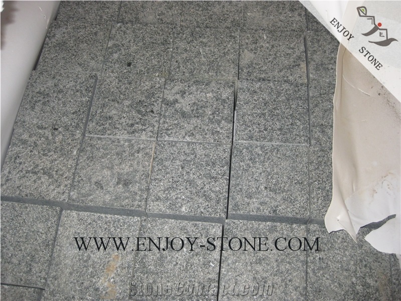 Flamed Cube/Cobble Stone G612 Olive Green,Zhangpu Green, Green Granite, Flamed Cube/Cobble Stone/Flooring/Walling/Pavers/Granite