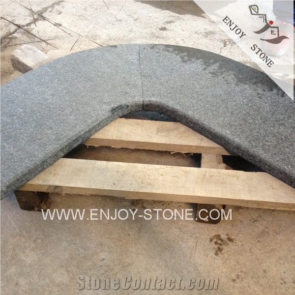 Flamed/Exfoliated Finish China G684 Black Basalt Curved Pool Coping,Pool Tiles,Stone Black Basalt Curved Coping Piece