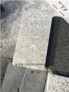 Flamed+Tumbled Finish China Black Pearl Granite,G684 Fuding Black Granite Cobble Stone,Landscaping Patio Pavers,Road Side Floor Covering Pavers