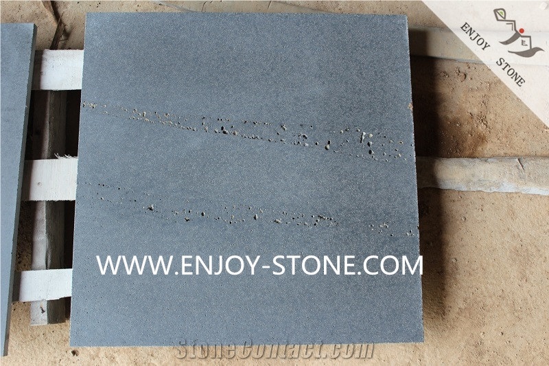 Fujian Zhangpu Grey Bluestone Honed/Filled Tiles&Slabs,Grey Basalto with Cats Paws for Walling,Flooring,Basalt Pattern