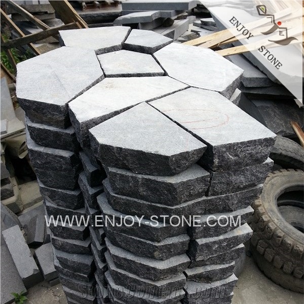 G684 Black Basalt,Black Pearl,Black Rain Stone Flooring Tile,Flagstone Walkway Paving