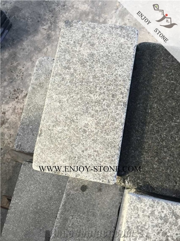 G684 China Black Basalt,Black Pearl,Fuding Black Flamed and Tumbled Pavers,Cube Stone,Floor Covering,Paving Sets