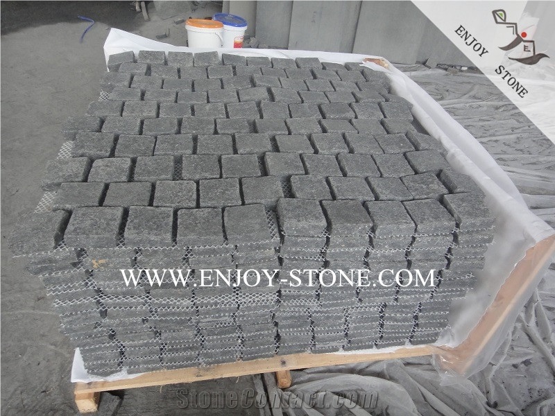 G684 Flamed Cube Stone,Cobble Granite Stone,Natural Split Sides Courtyard Road Pavers,Exterior/Outdoor Floor Covering,Landscaping Paving Sets