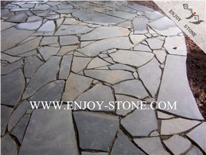 Grey Bluestone Random Crazy Pavers,Fujian Andesite Sawn Cut/Machine Cut and Sides Natural Split Cobble Stone, Irregular Exterior Pattern,Landscaping Paving Sets