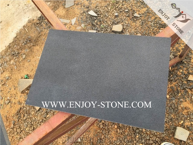 Hainan Black Basalt Flooring and Walling,Honed Finish Hainan Andesite Stone,Black Honed Basalt with Tiny Pore