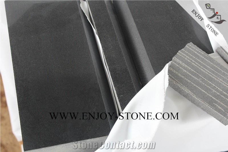 Hainan Black Basalt Kerbstone,Honed and One Long Side Beveled Road Side Stone,China Black Basalto Curbstone