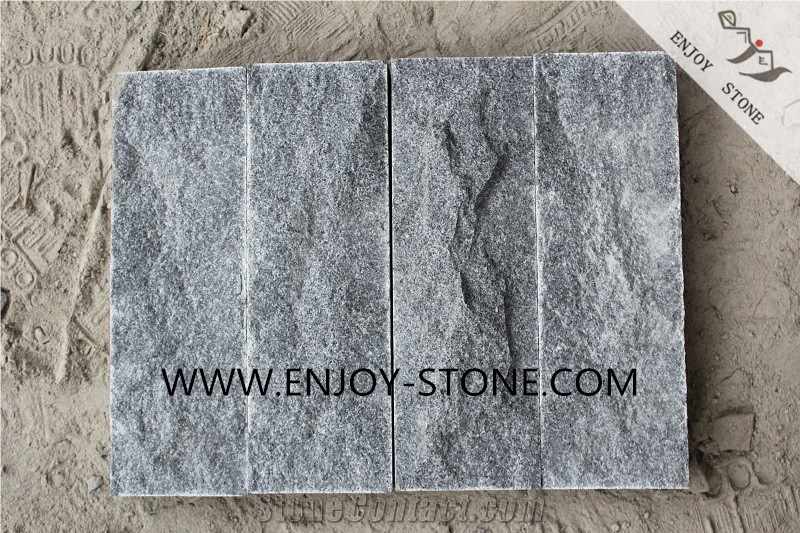 Natural Split Surface/Mushroom Finish Sesame Black Granite G654 Wall Cladding Stone, Pangda Dark Grey Tiles for Wall Covering