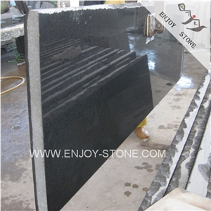Polished G684 Basalto Cut to Size,Jet Black Basalt Paver Tiles Slab for Walling and Flooring