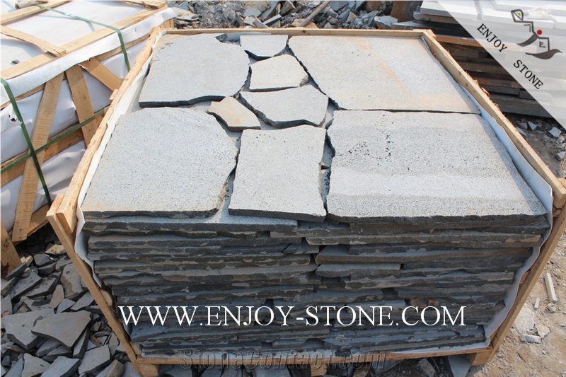 Sawn Crazy Paver Zhangpu Bluestone,Zp Bluestone,Bluestone with Cat Paw,Sawn/Machine Cut Strip/Tiles/Cut to Size/Slabs/Flooring/Walling/Pavers