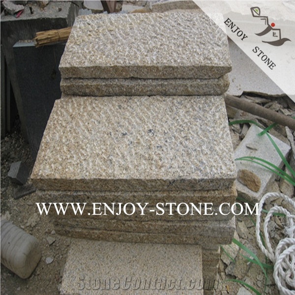 Yellow Granite Paving Stone,G682 Pineapple Finish Garden Stepping Pavements,All Sides Fine Picked Cobble Stone for Exterior Pattern,Landscaping Patio