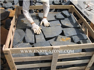 Zhangpu Black Basalt All Natural Split Crazy Pavers,Andesite Cobblestone,Black Basalto Cube Stone for Exterior Pattern,Courtyard Road Pavers