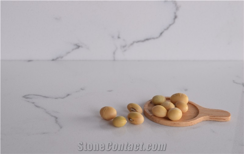 Bianco Carrara Marble Imitation Artificial Quartz Stone Polished Surface