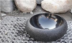 India Absolute Black Granite Sink,Granite Wash Basin Round Shaf,Granite Wash Bowl,Granite Vessel Sink