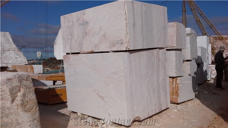 Estremoz Marble Blocks Commercial, White Marble with Veins