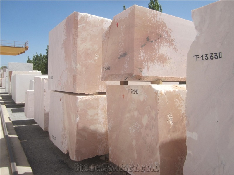 Pink Marble Blocks with Black Veins