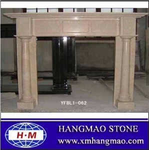 Beige Polished Marble Fireplace Home Decoration