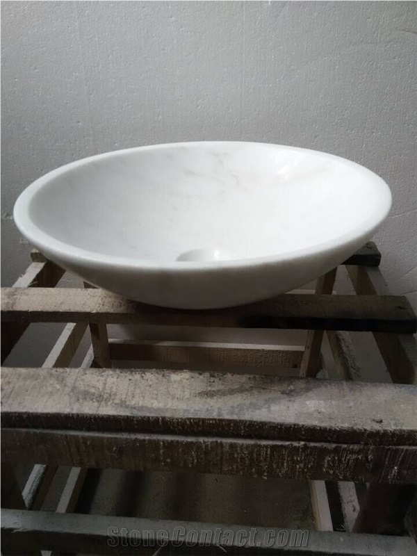 Cheap White Natural Marble Stone Sink for Garden