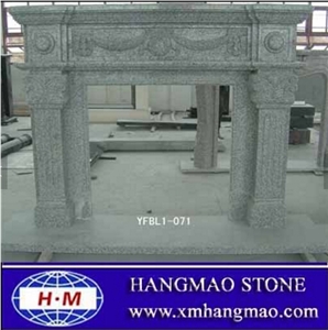 Hand Carved Indoor Decorative Grey Marble Fireplace