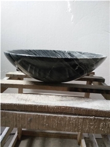 Natural Black Round Marble Stone Kitchen Sink