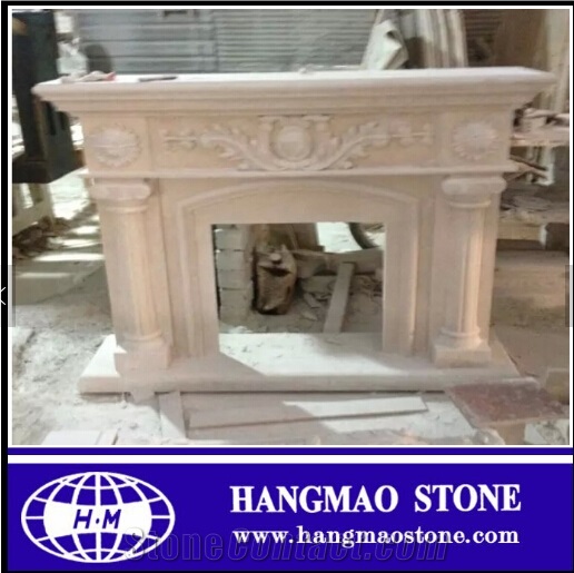 Natural Crema Marfil Beige Marble Fireplace Price