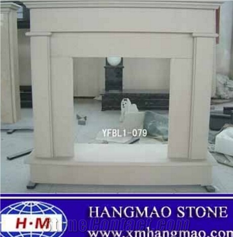 Natural White Marble Indoor Fireplace