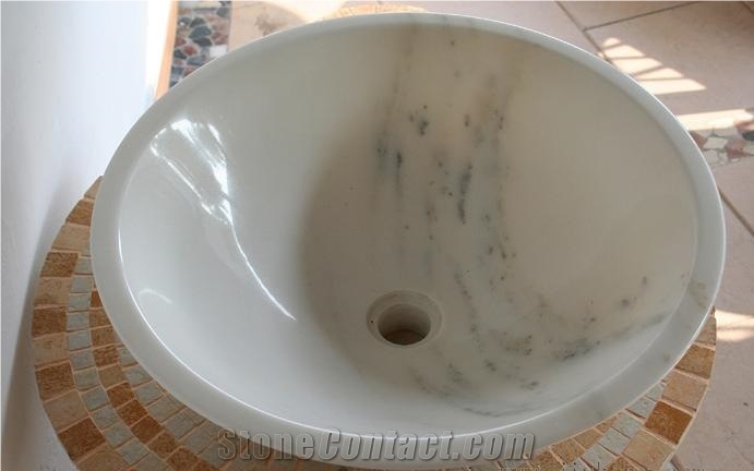 Natural White Marble Stone Sink for Outdoor