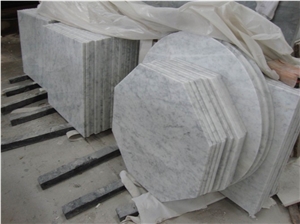 Octagonal Shape Carrara White Marble Table Tops
