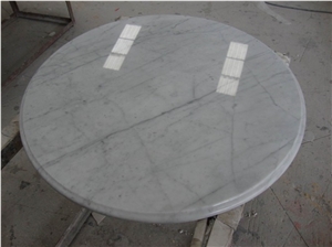 Round Shape Carrara White Marble Table Tops