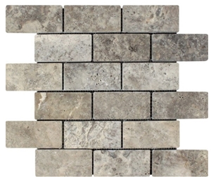 Silver Travertine Brick Mosaic,Tumbled Mosaic Tiles