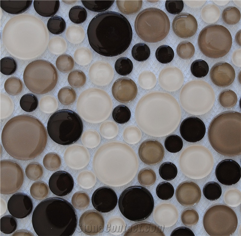Beautiful and High Quality White and Black Round Pure Glass Mosaic -Western Style -Owned Factory