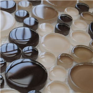 Beautiful and High Quality White and Black Round Pure Glass Mosaic -Western Style -Owned Factory