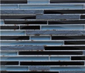 Beautiful and Popular Natural Marble Bar and Black and Blue Glass Bar Floor and Wall Mosaic Products-Owned Factory -Xiamen Terry Stone