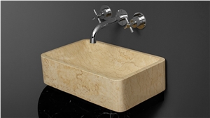 Beige Marble Natural Stoone Sink & Basin, Square Natural China Bowls, Polished Design for Bathroom & Kitchen