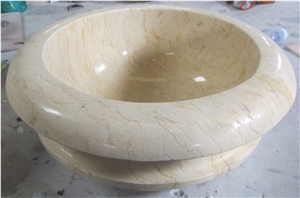 Beige Marble Stone Basin& Sink, Natural Stone Bowls, Round Shape Good Polished Bathroom Sink & Kitchen Sink